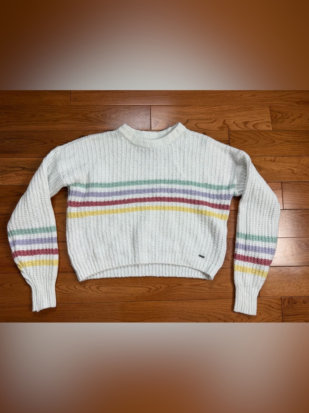 Hollister Cropped Pastel Striped Sweater